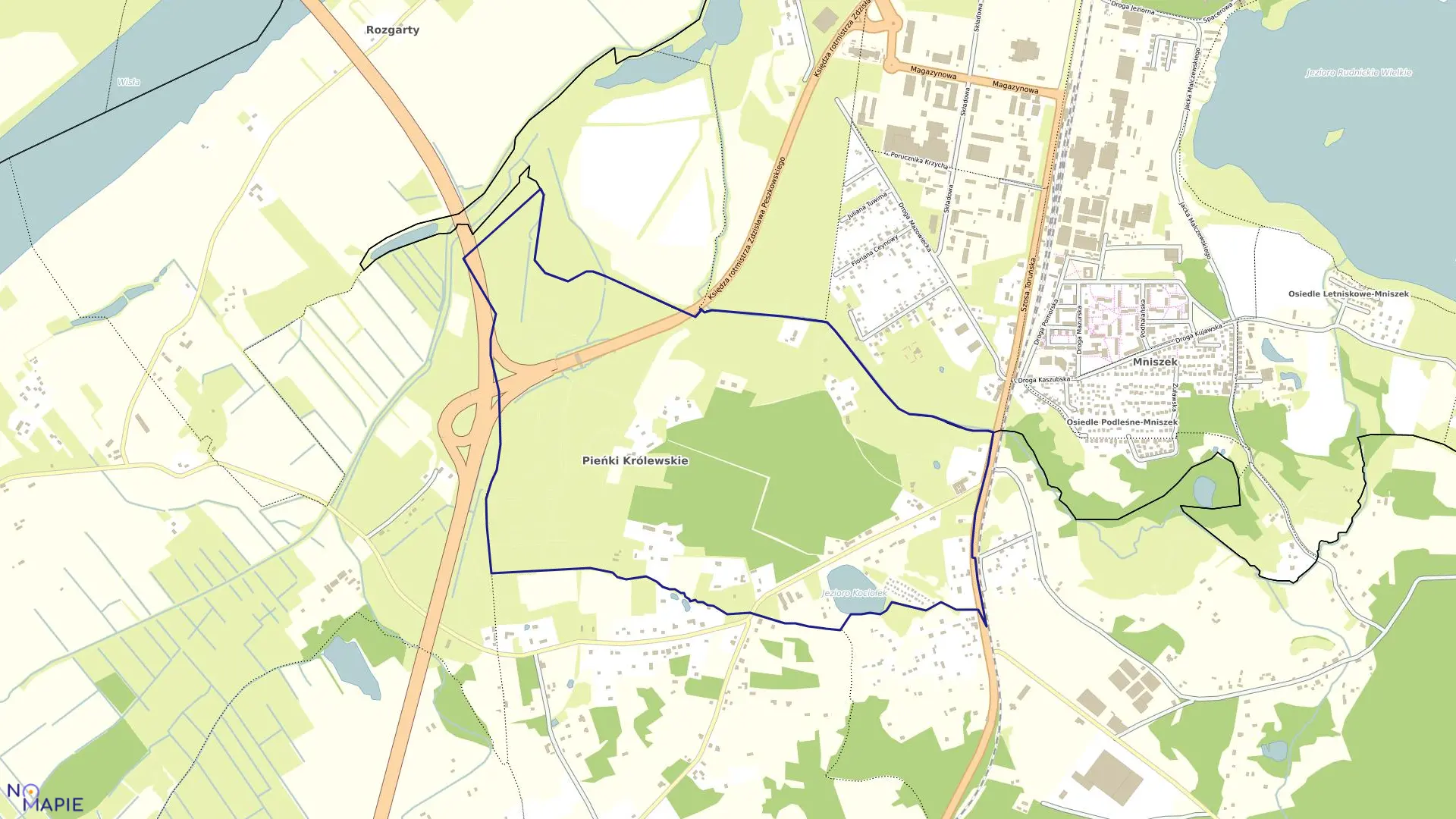 Mapa obrębu Pieńki Królewskie w gminie Grudziądz