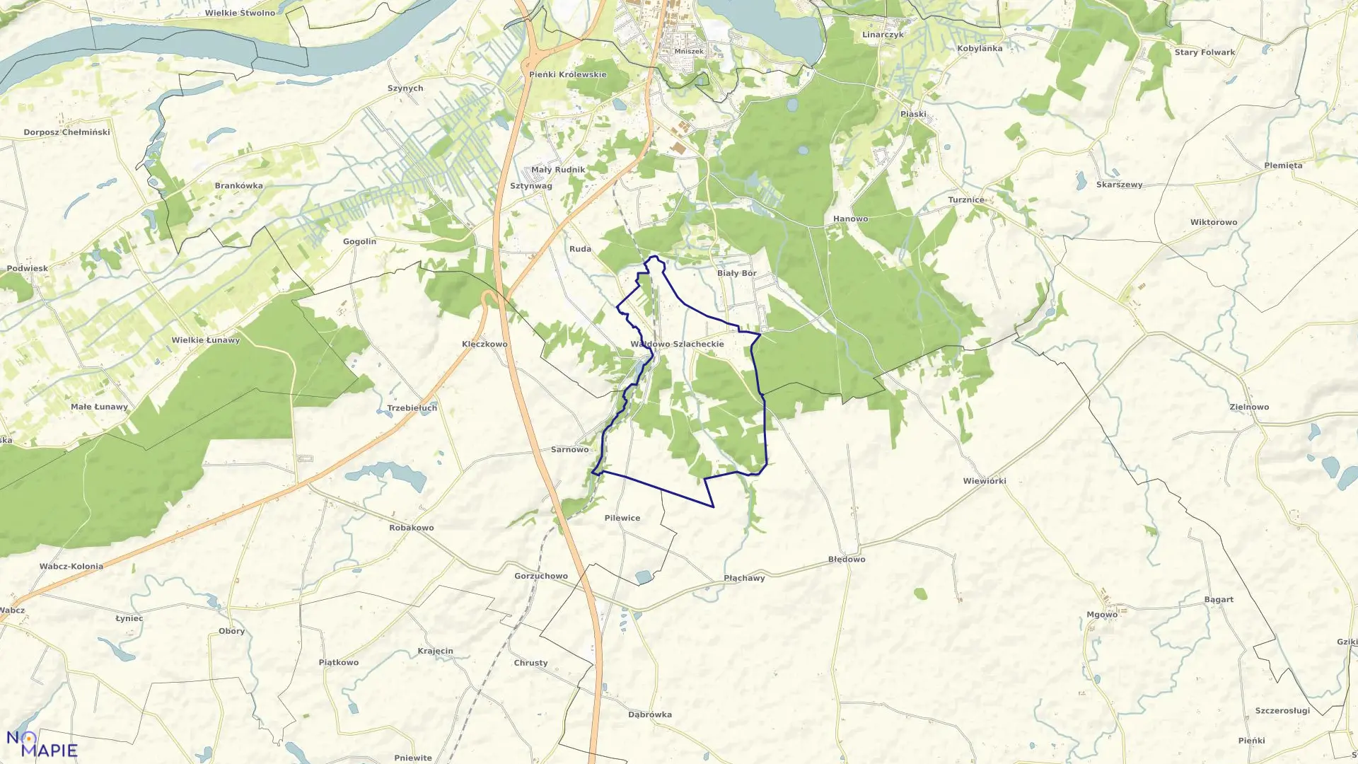 Mapa obrębu Wałdowo Szlacheckie w gminie Grudziądz